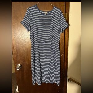 Talbots blue striped dress size large